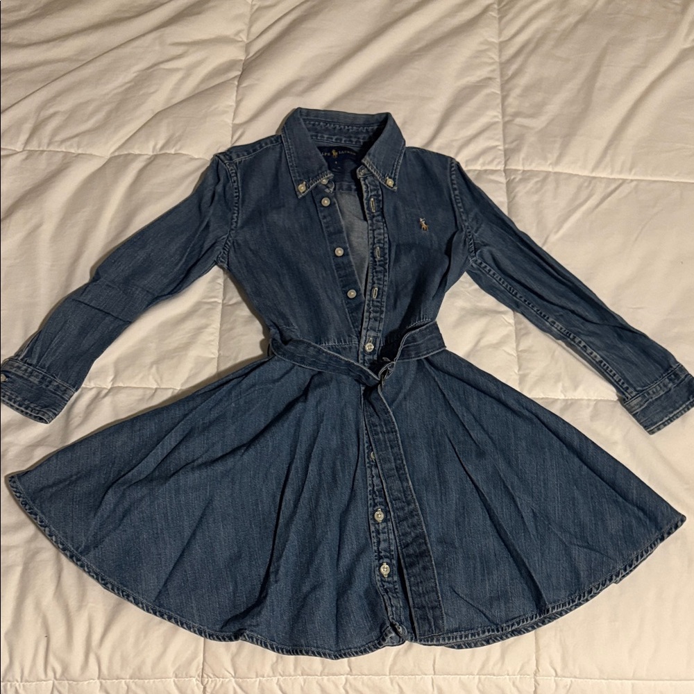 Ralph Lauren Blue Denim Dress Girls Size 5